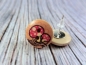 Preview: Pilz Holz Knopf Ohrstecker Button mushroom